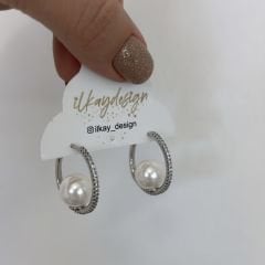 Özel Seri İncili Halka Küpe 2 cm