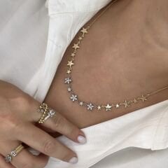 Özel Seri Taşlı Yıldızlı Kolye 47cm