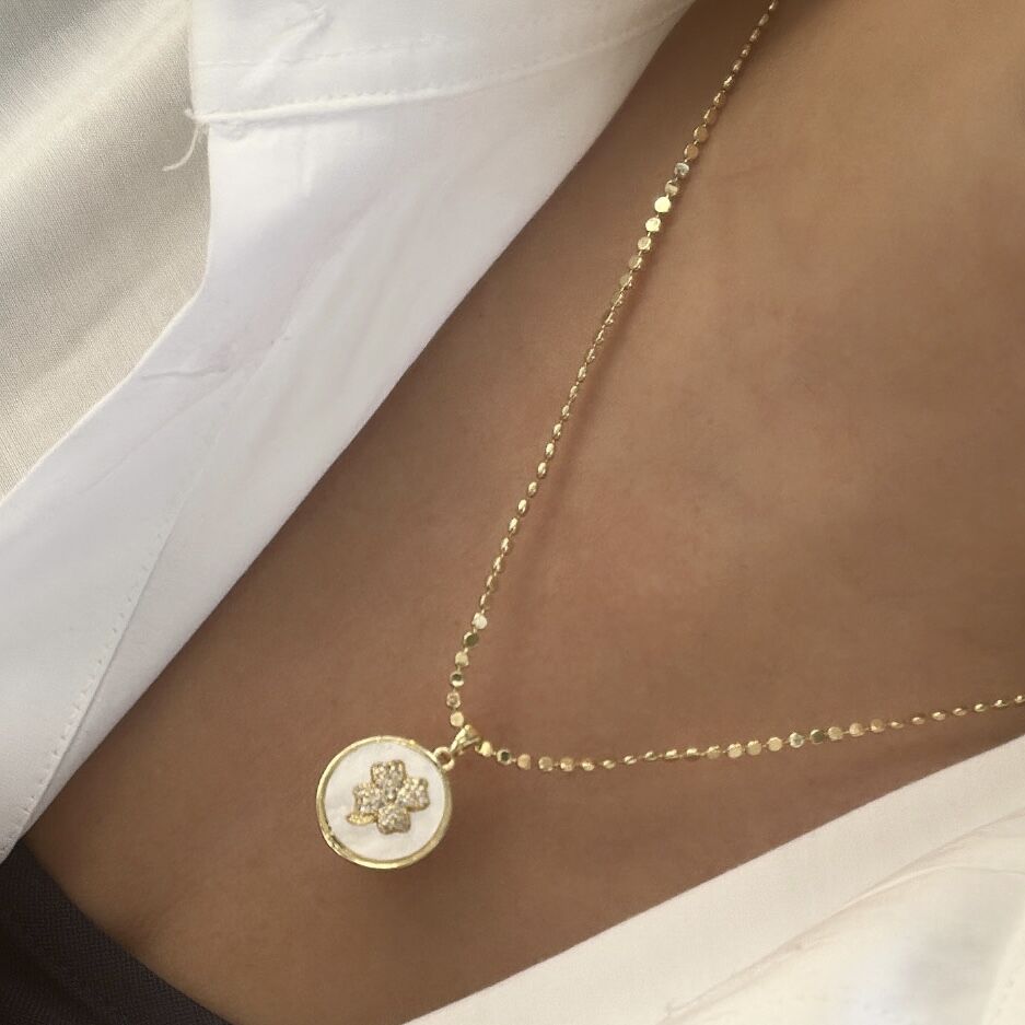 Çelik Ezme Zincirli Yonca Kolye 50 cm