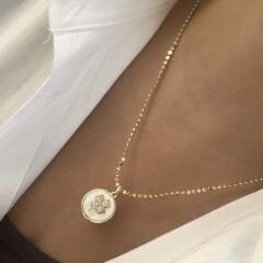 Çelik Ezme Zincirli Yonca Kolye 50 cm