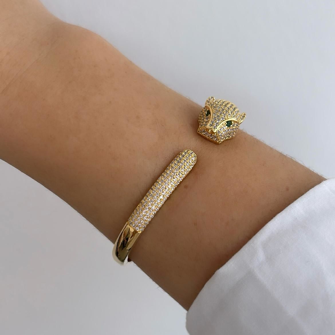 Zirkon Taşlı İthal Kaplanlı Kelepçe 17cm