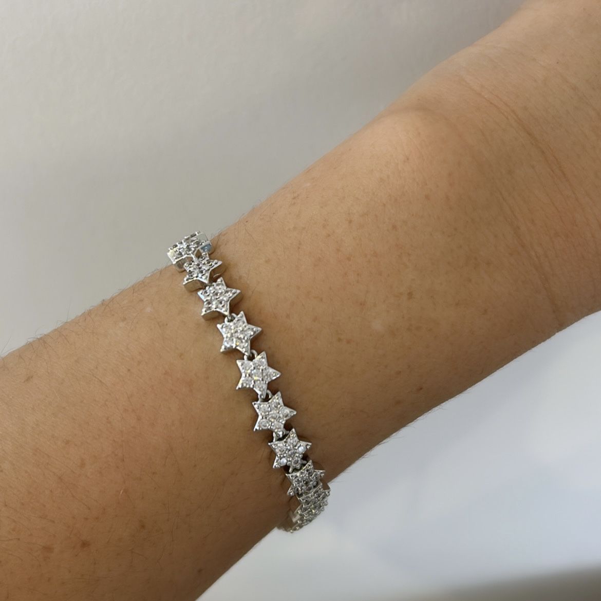 Özel Seri Zirkon Taşlı Pırlanta Yıldız Bileklik 19 cm