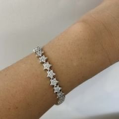 Özel Seri Zirkon Taşlı Pırlanta Yıldız Bileklik 19 cm