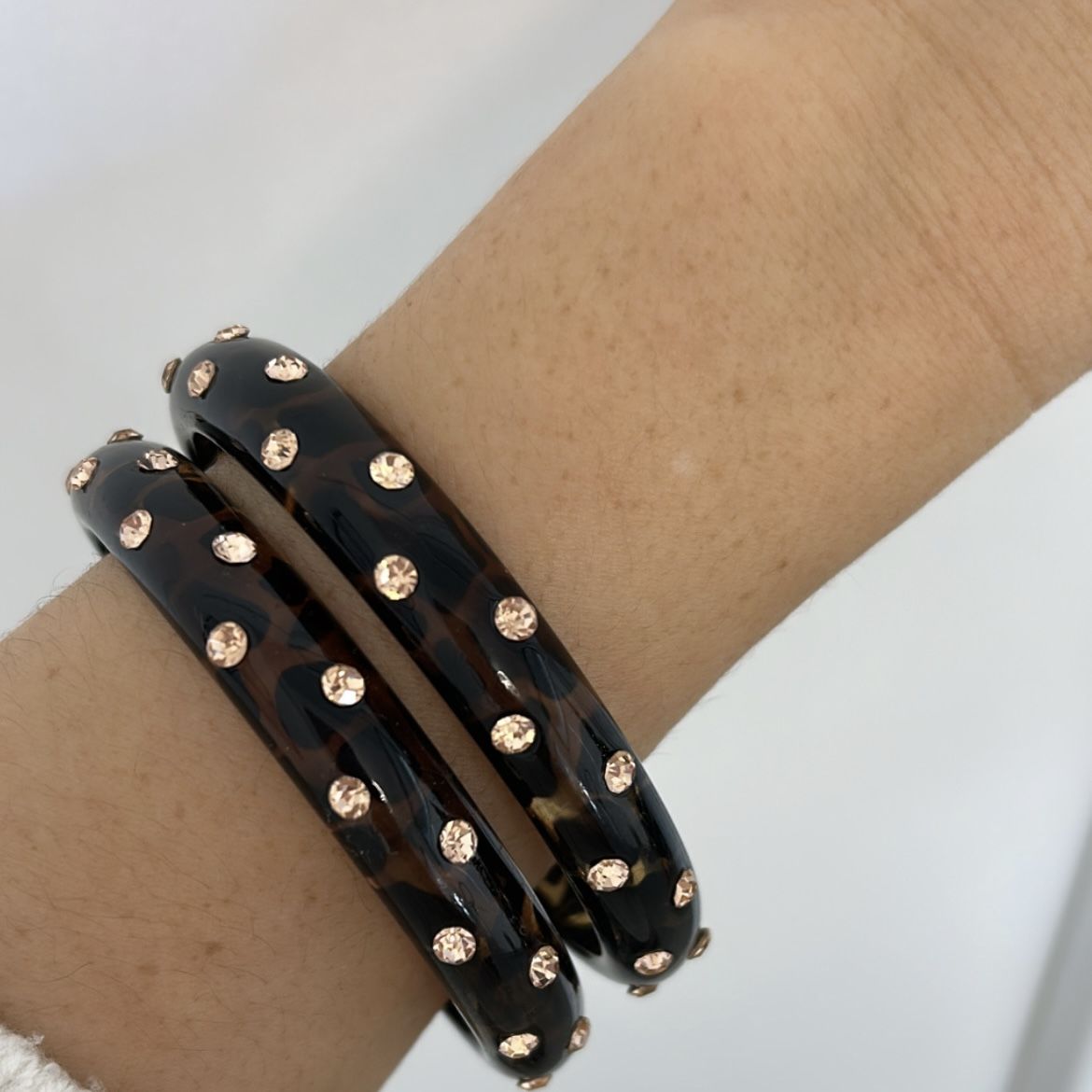 Leopar Desenli Taşlı Bileklik  ( iç çapı 7cm)