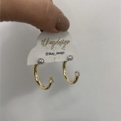 Özel Seri Zirkon Taşlı Yarım Halka Küpe 2 cm