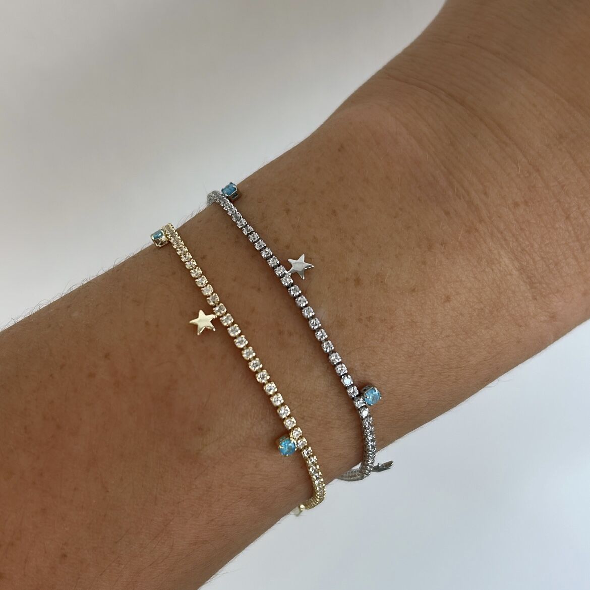 Özel Seri  Mavi Taşlı Yıldızlı Su Yolu 18cm