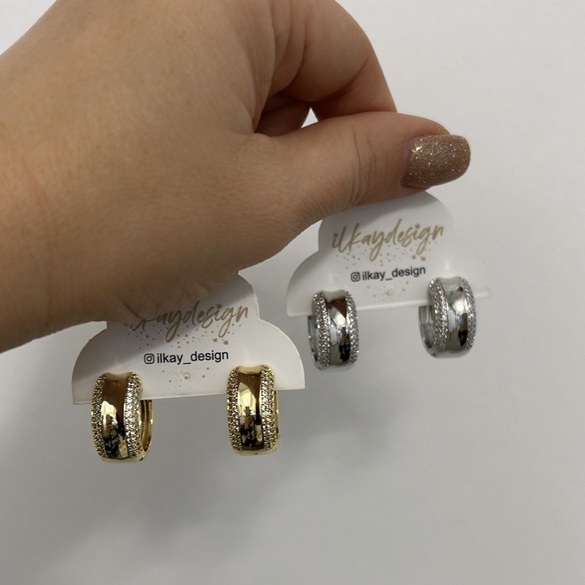 Özel Seri Zirkon Taşlı Kalın Halka Küpe 1.5 cm