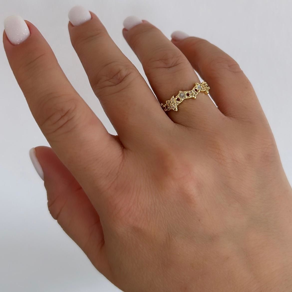 Özel Seri Zirkon Taşlı Yıldızlı Yüzük (AYARLI)