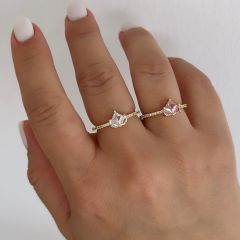 Özel Seri Zirkon Taşlı Taç Yüzük (AYARLI)