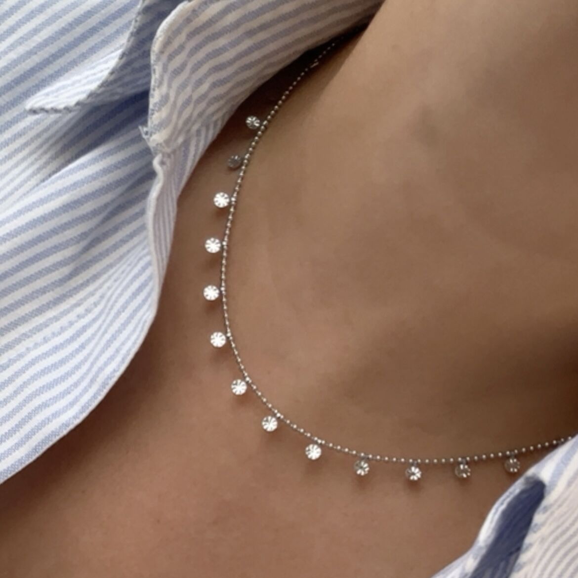 Özel Seri Pullu 14k Gümüş Kolye 46 cm