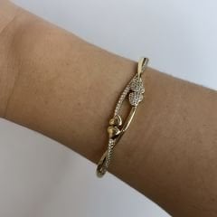 Vip Seri Zirkon Taşlı Kalpli Kelepçe 18cm