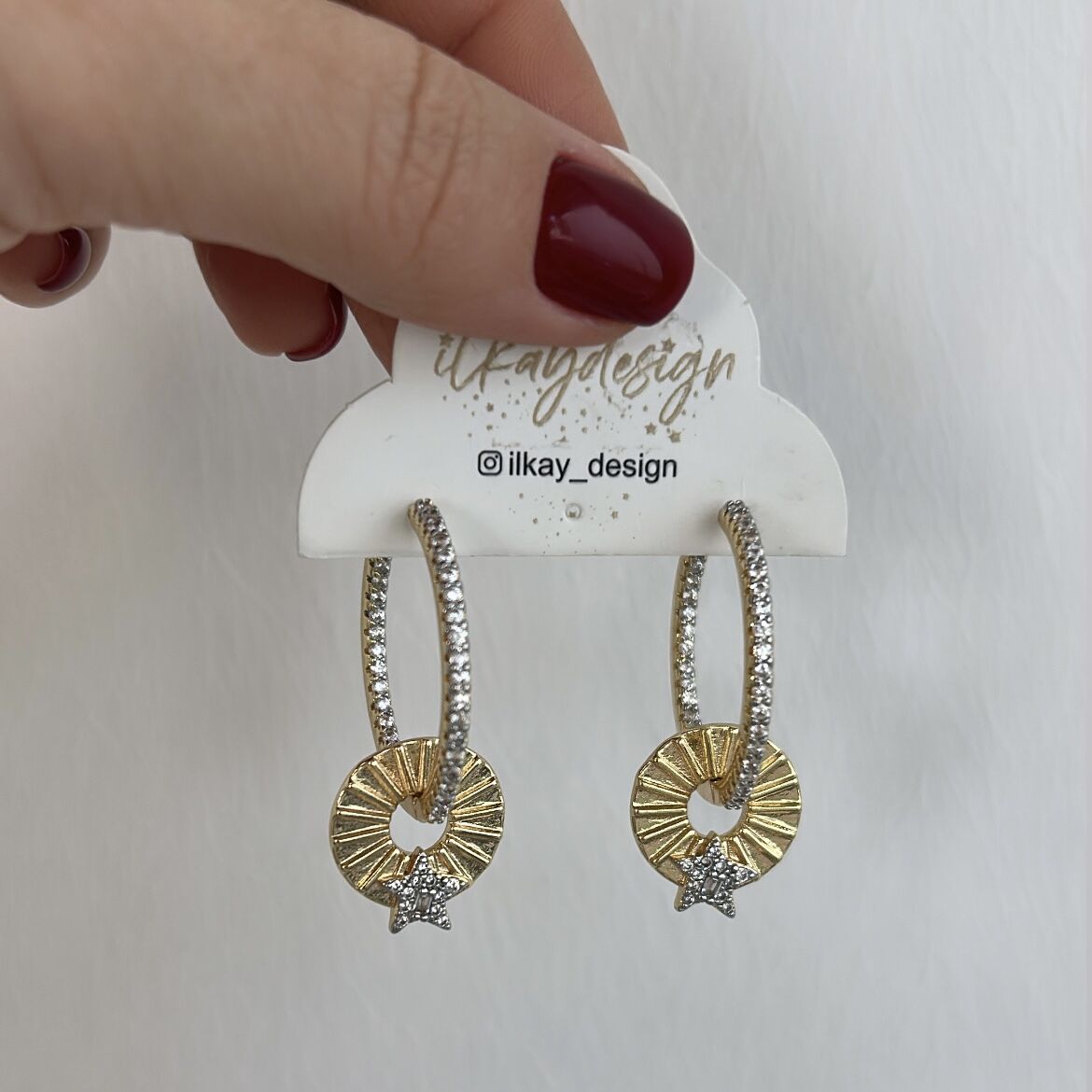 Özel Seri Yıldız Charmlı Halka Küpe 3cm