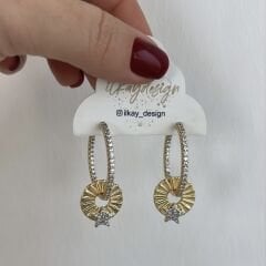 Özel Seri Yıldız Charmlı Halka Küpe 3cm