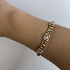 Vip Seri Zirkon Baget Taşlı Kelepçe 18cm