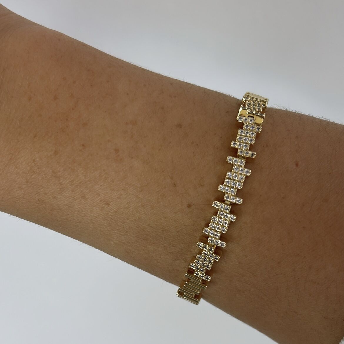 Özel Seri 14k Gold Taşlı Ritim Bileklik 19cm