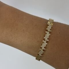 Özel Seri 14k Gold Taşlı Ritim Bileklik 19cm