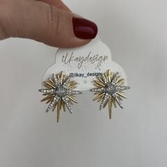 Özel Seri Zirkon Taşlı Kutup Yıldızlı Küpe 3cm