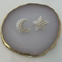 Özel Seri İncili Ay Yıldızlı Küpe