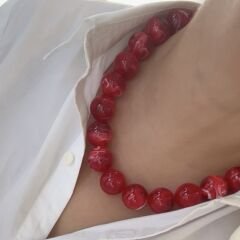 Özel Seri Kırmızı Boncuklu Kolye 50cm