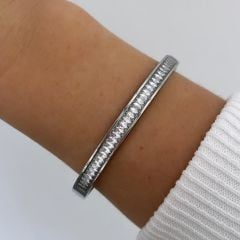 Çelik Zirkon Baget Taşlı Kelepçe 17cm