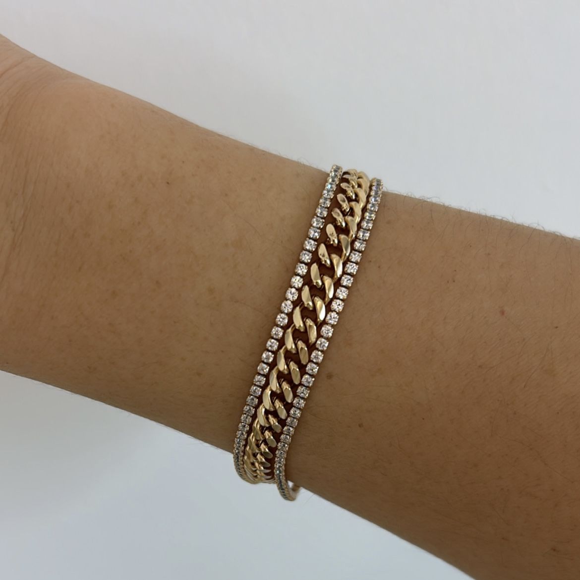 Vip Seri 3'lü Taşlı Zincirli Bileklik 17cm