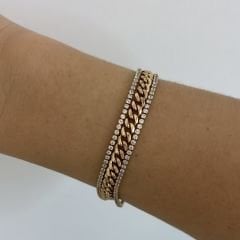 Vip Seri 3'lü Taşlı Zincirli Bileklik 17cm