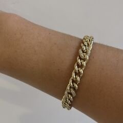 Vip Seri 14k Gold Dümen Kilitli Zincir Bileklik 20cm