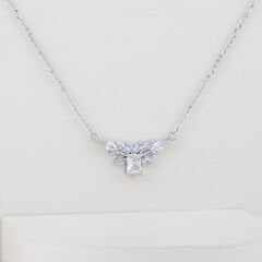 Çelik Taşlı Baget Taşlı  Kolye 45cm