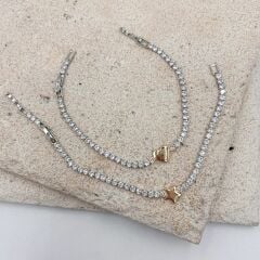 Özel Seri Zirkon Taşlı  Su Yolu  Bileklik 19cm