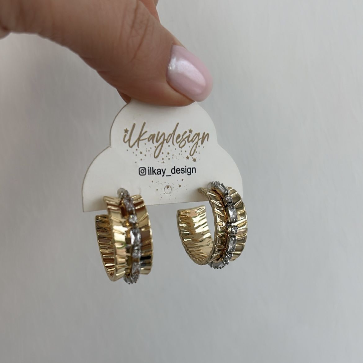 Özel Seri Baget Taşlı Plaka Halka Küpe 2,5cm