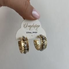 Özel Seri Baget Taşlı Plaka Halka Küpe 2,5cm