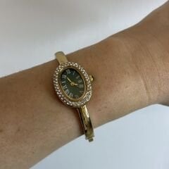 Taşlı Gold Crt Saat