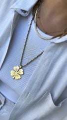 Çelik Burgulu Yonca kolye 65 cm