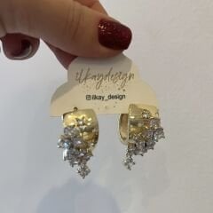 Özel Seri Baget Taşlı Kalın Halka Küpe