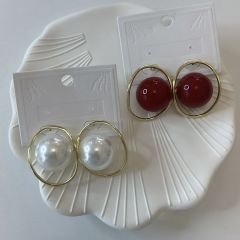 Özel Seri İncili Oval Küpe