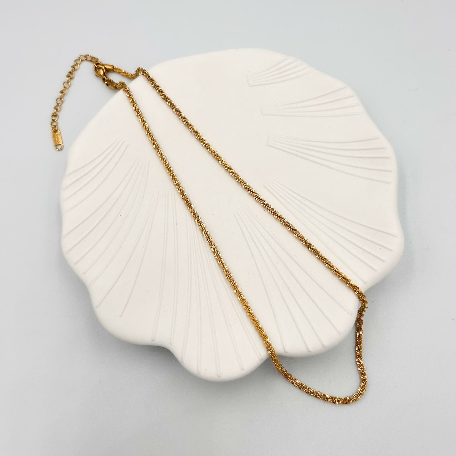 Çelik İnce Burgulu Kolye 45 cm