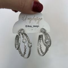 Özel Seri Zirkon Baget Taşlı ATS Halka Küpe 3,5cm