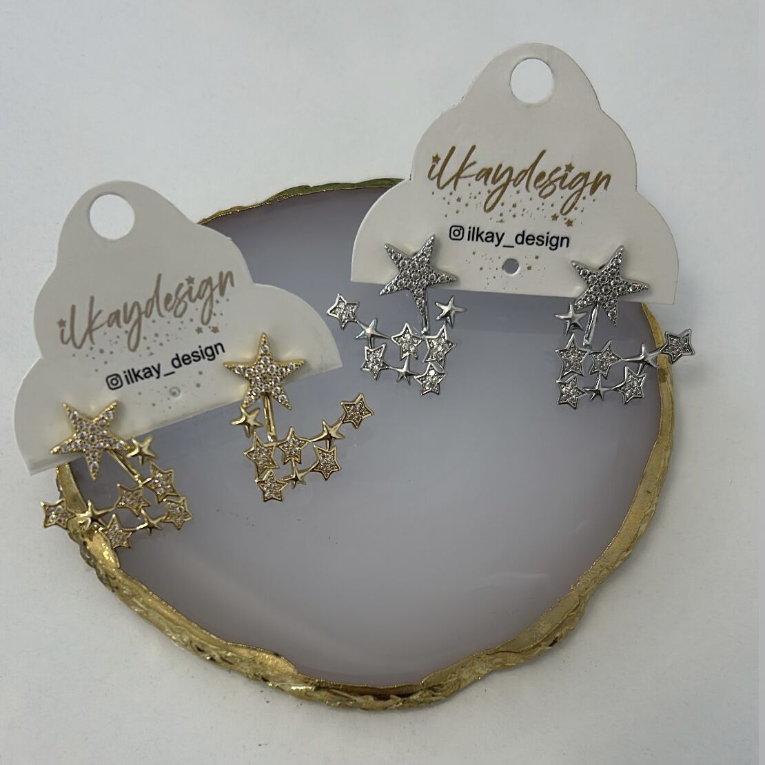 Özel Seri Zirkon Taşlı Yıldızlı Küpe