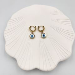 Çelik Nazar Boncuklu Küpe