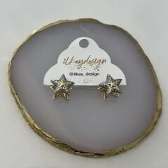 Özel Seri Zirkon Taşlı Yıldız Küpe 1cm