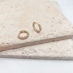 Vip Seri İçi Dışı  Zirkon Taşlı Halka Küpe 1cm