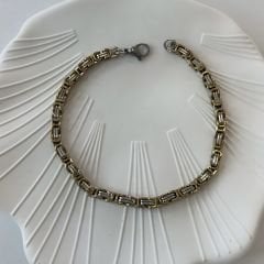 2 Renkli Çelik Köşeli Bileklik 21cm