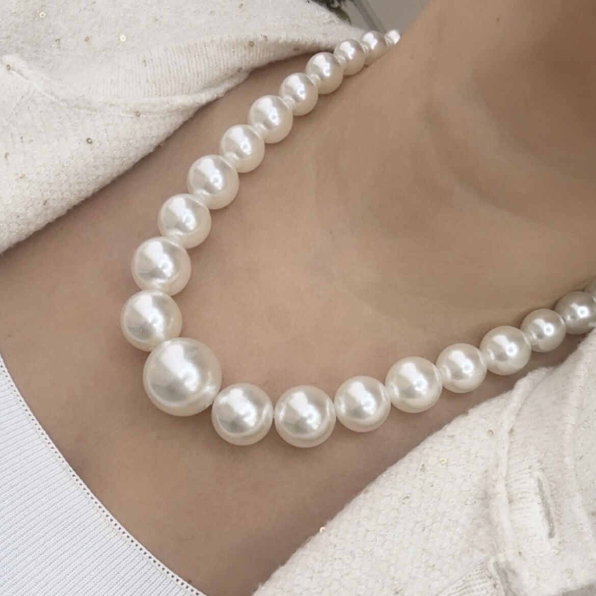 Özel Seri Büyük İncili Kolye 50cm