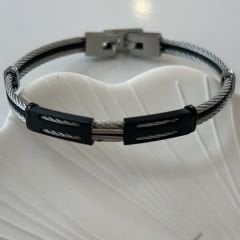 Çelik Siyah Parçalı Bileklik 22cm