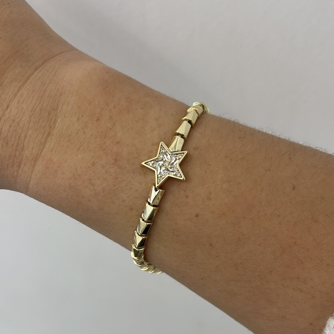 Özel Seri 14k gold Taşlı Yıldızlı Bileklik 19cm