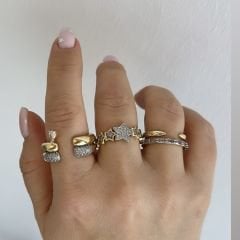 Özel Seri Baget Taşlı 2li Yüzük (AYARLI)