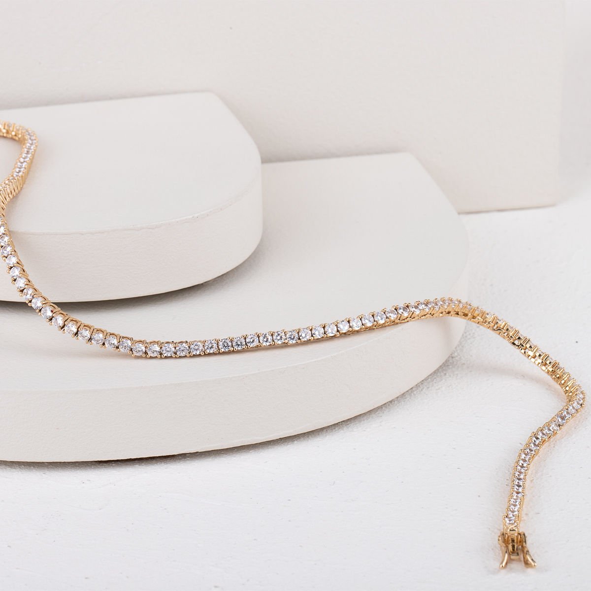 Özel Seri Zirkon Taşlı Döküm Su Yolu Kolye 3mm 45cm