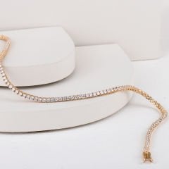 Özel Seri Zirkon Taşlı Döküm Su Yolu Kolye 3mm 45cm