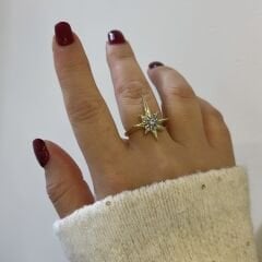 Özel Seri Zirkon Taşlı Kutup Yıldızı Yüzük (AYARLI)