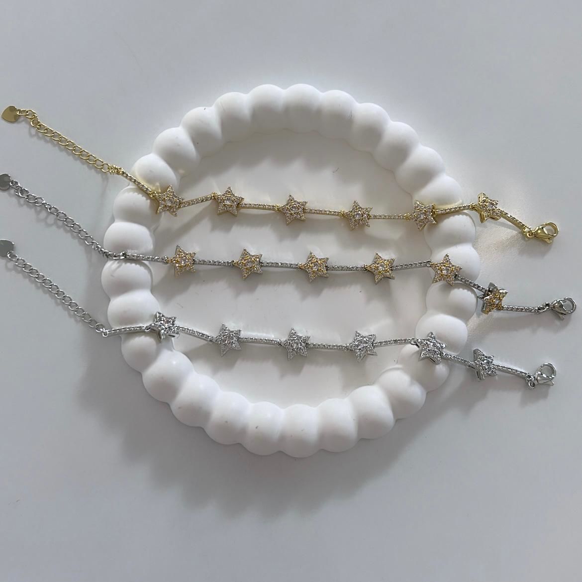 Özel Seri Zirkon Taşlı Yıldız Bileklik 22cm